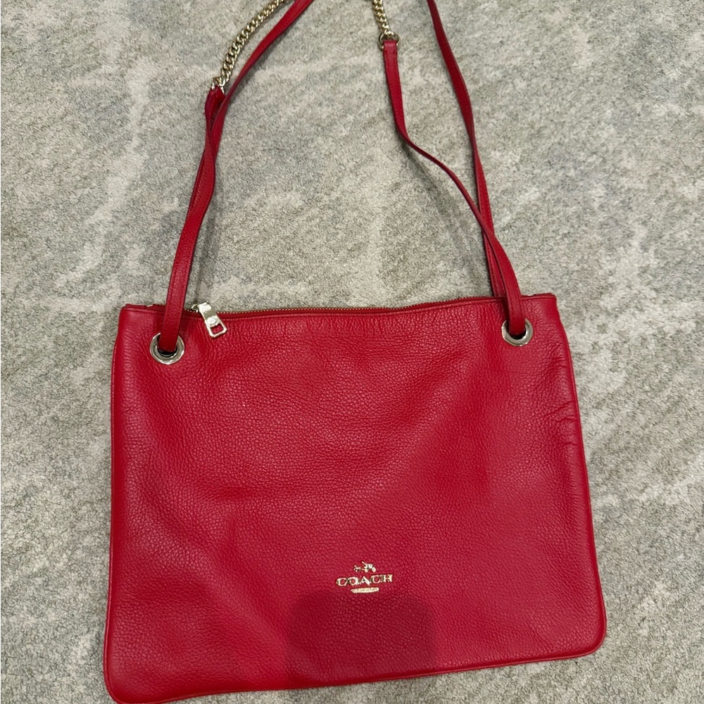 COACH Cherry Red Leather Shoulder Bag